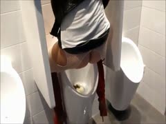 Scat girl got caught peeing in men's public restroom